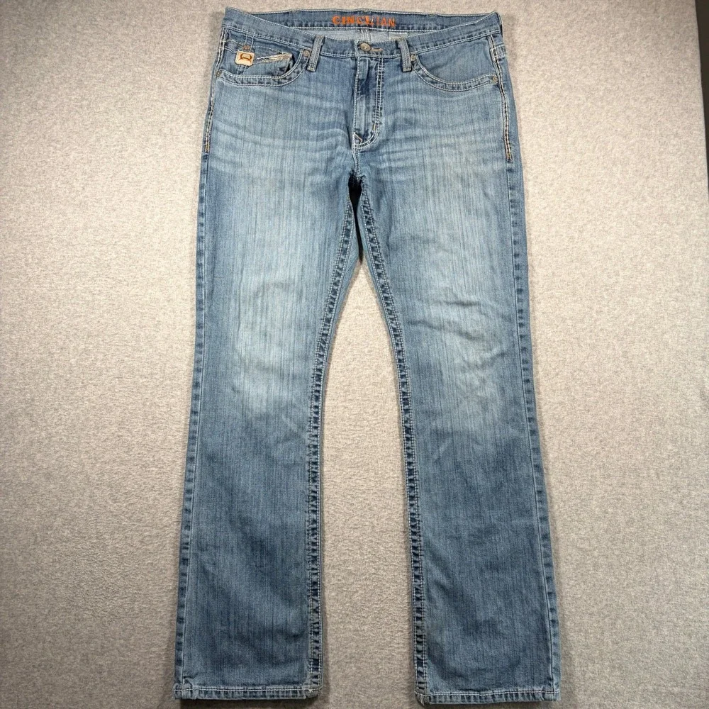Cinch Ian Jeans Mens 36x34 (Fits 36x32) Blue Slim Bootcut Western Denim Stretch
